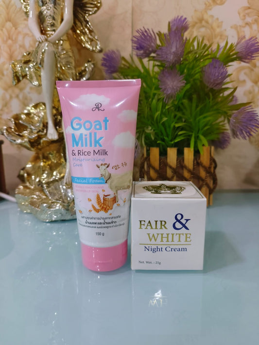 Goat Milk Facewash + Fair & White Night Cream COMBO!
